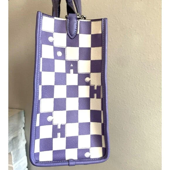 COACH Smith Tote CR101 Violet Checkerboard Print Leather Shoulder Bag - Picture 7 of 16